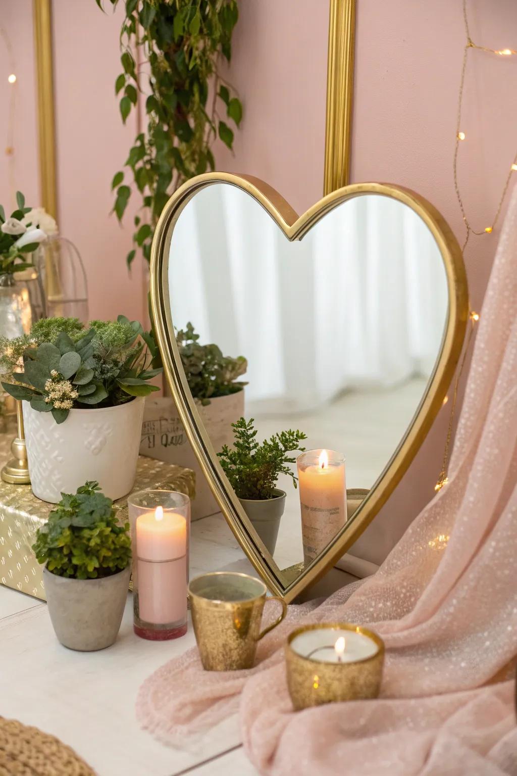 Reflect style and light with elegant heart-shaped mirrors.