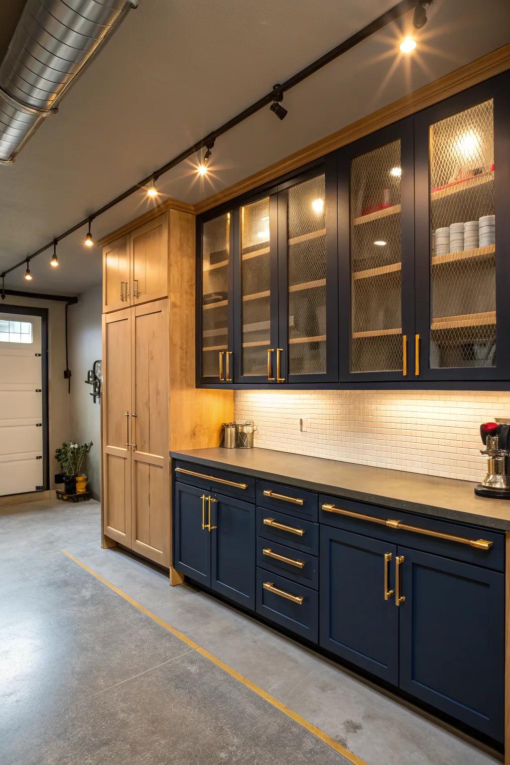 Light up your garage with integrated cabinet lighting. 🌟 #GarageLighting #InnovativeDesign