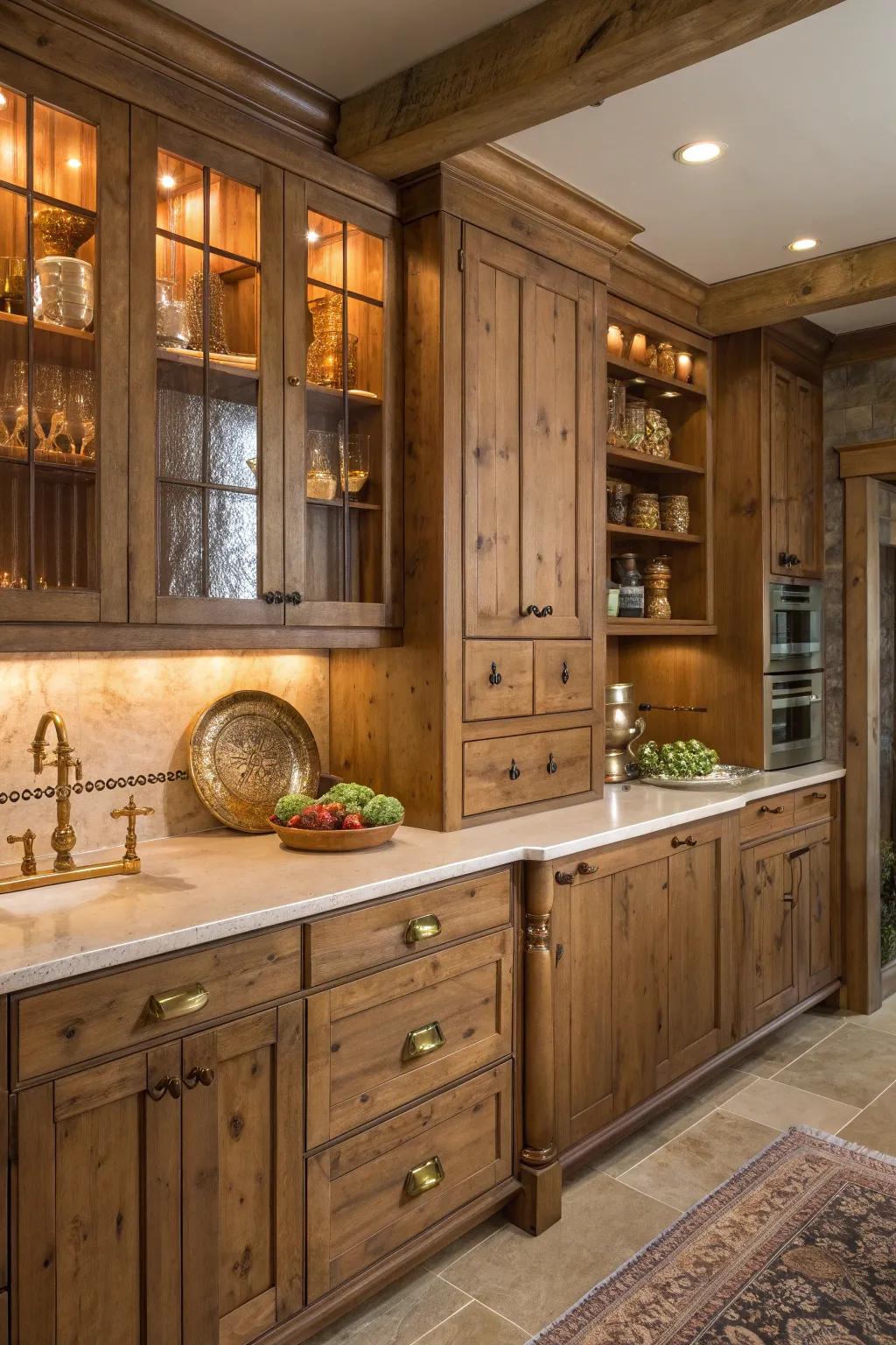 Blend the old with the new by adding vintage touches to your knotty pine kitchen.