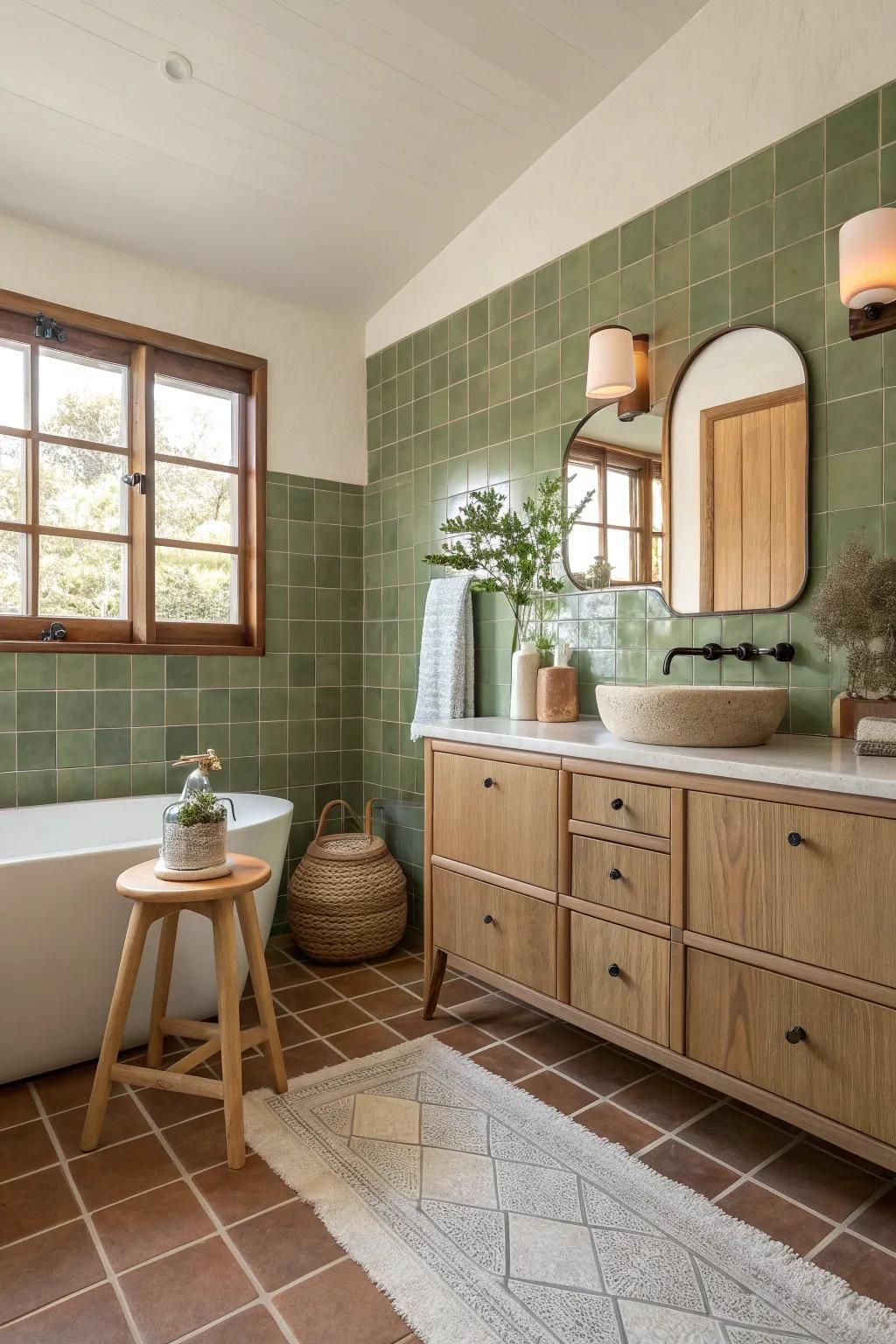 Embrace the warmth of earthy tones for a bathroom that feels connected to nature.