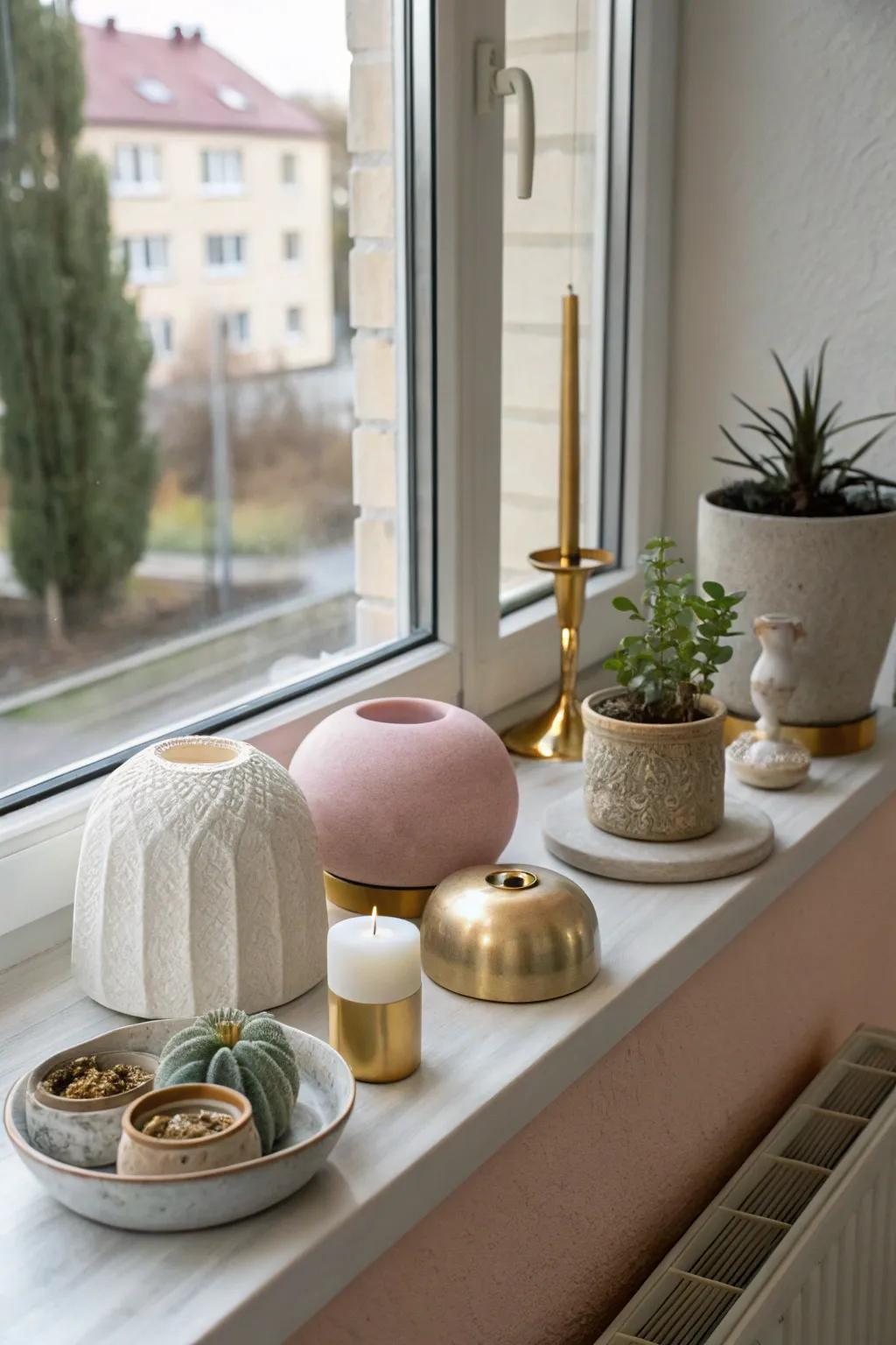 Turn your window sill into an artistic focal point with sculptural pieces.