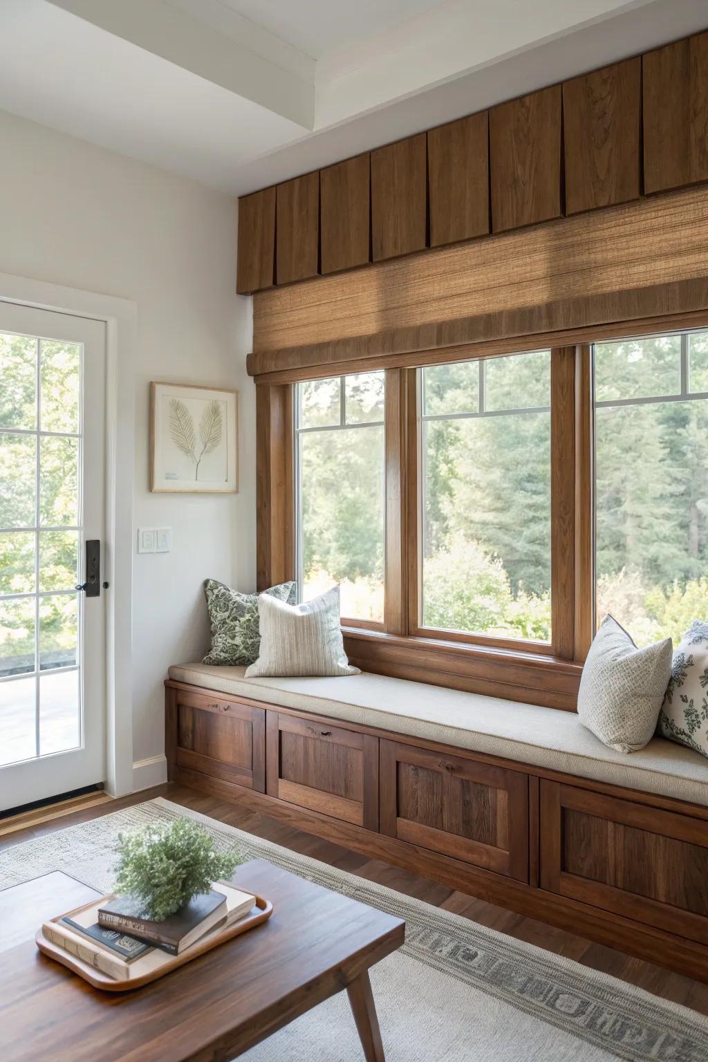 Make a bold statement with large, eye-catching wood valances.