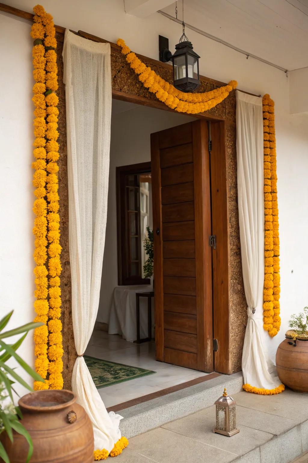 Brighten up your decor with vibrant marigold strands.