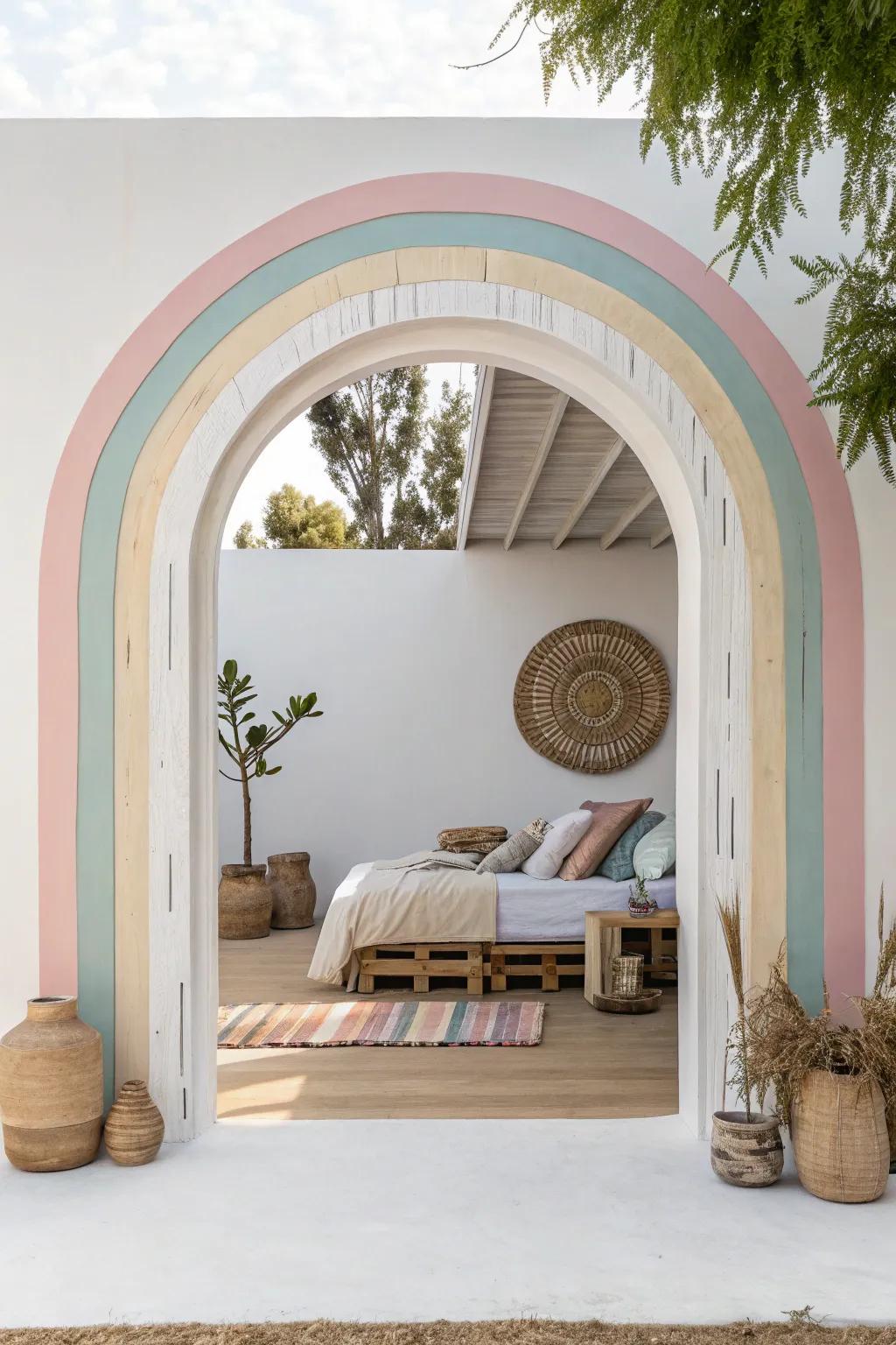 Turn your space into a pastel paradise with soft-hued painted arches.