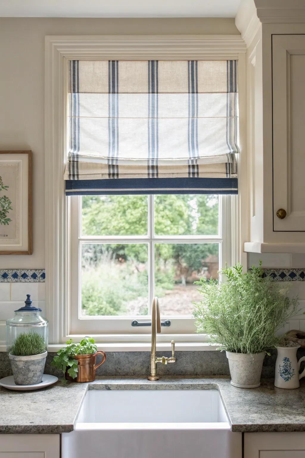 Add a touch of elegance with Roman shades that blend beauty and function.