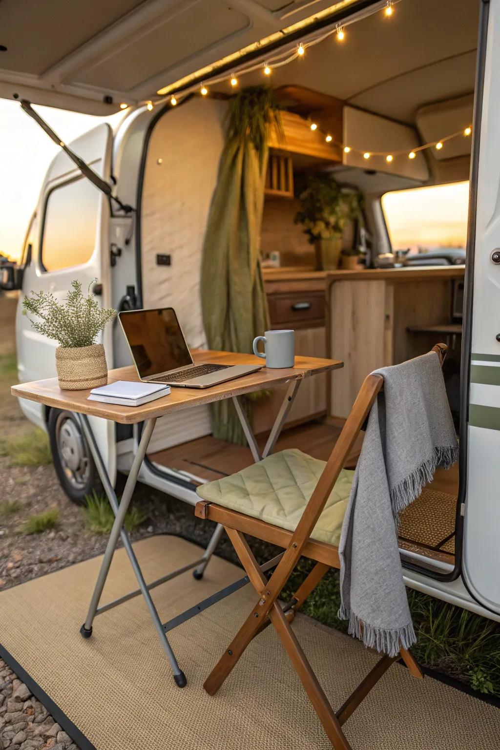Work from anywhere with a portable workspace designed for van life efficiency.