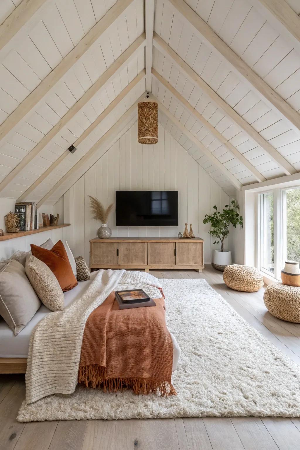 Soft textiles transform your TV area into a cozy haven, full of warmth and comfort.