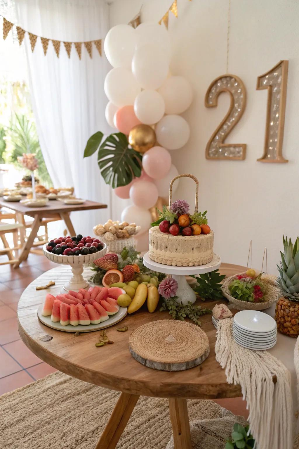 Delight your guests with edible arrangements that are as tasty as they are beautiful. 🍇 #EdibleDecor #PartySnacks