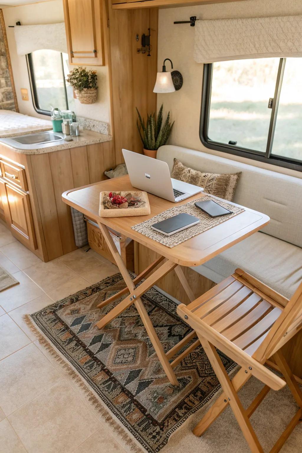 Adapt your space with foldable tables that fit your lifestyle.