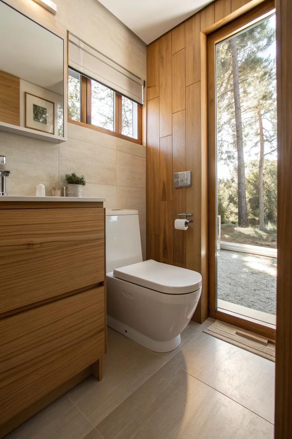 Elevate your bathroom's style with a floating toilet that adds a modern edge.