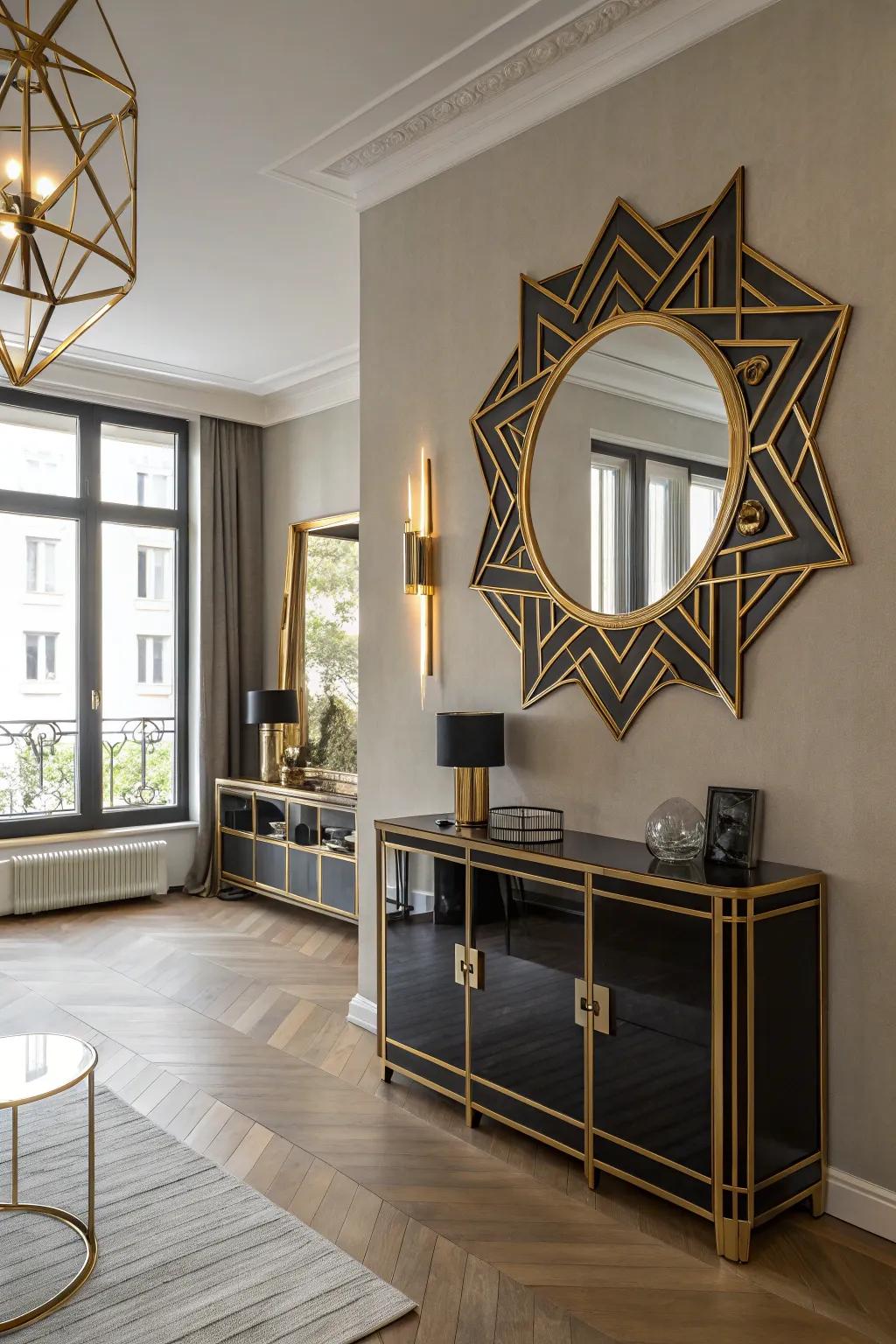 Add a touch of glamour with Art Deco elements that bring timeless elegance to your apartment.