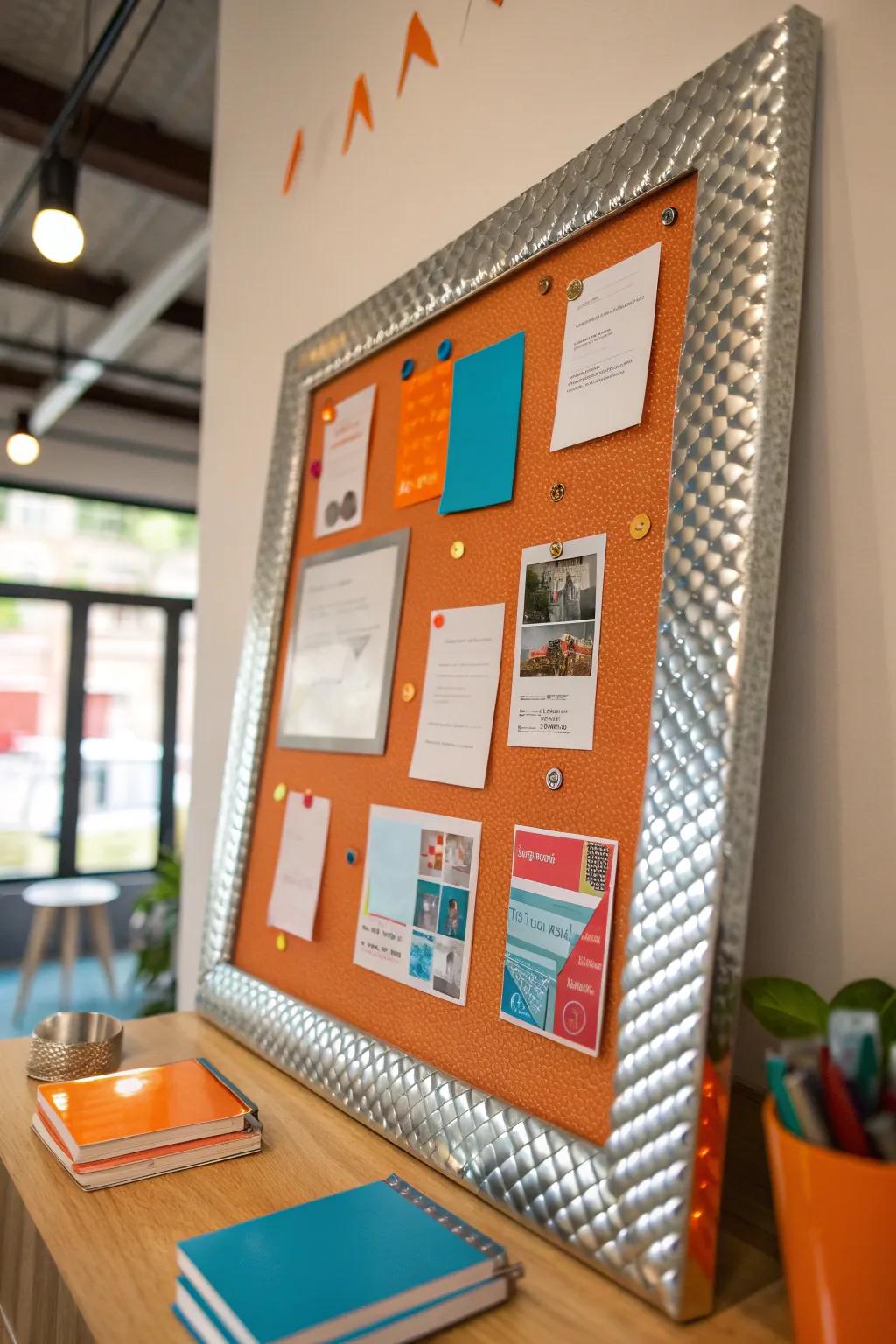 Shine bright with a sleek metallic border for a modern touch.