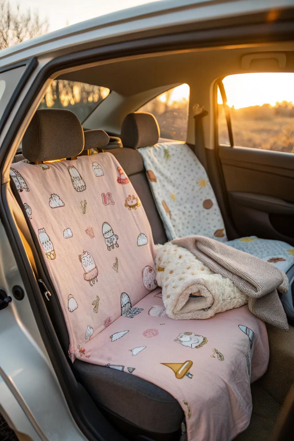 Welcome every passenger with charming rear seat covers that add warmth and personality to your car.
