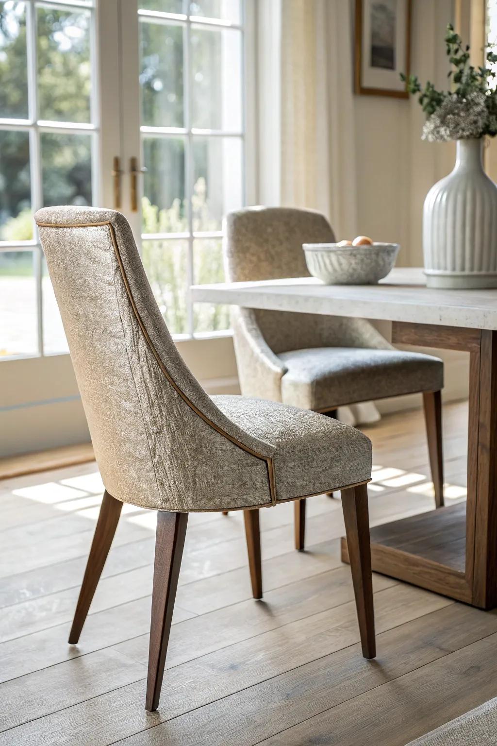 Shine bright with metallic finishes that add a modern edge to your dining chairs.