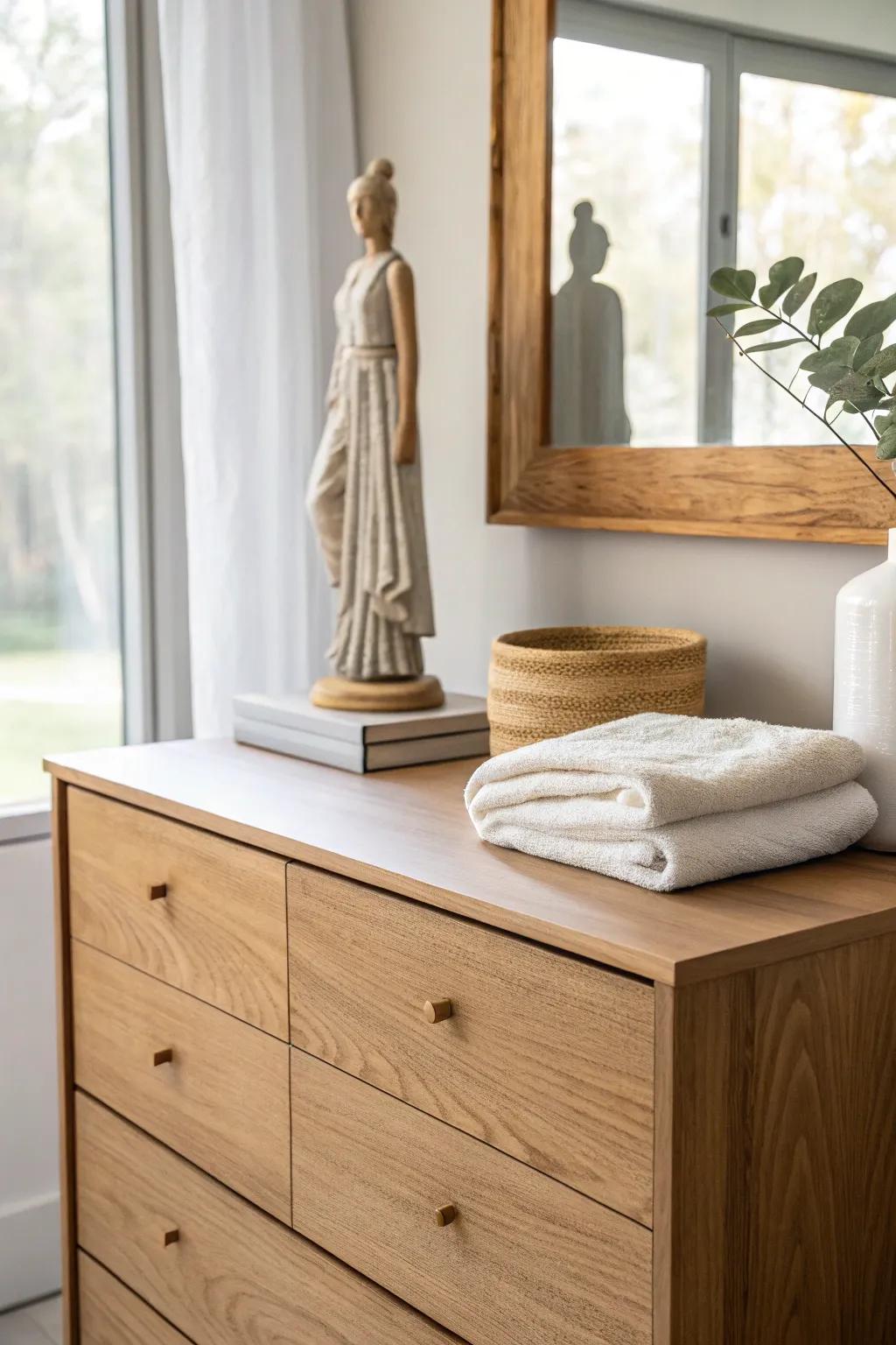 Infuse art into your space with a small sculpture, a statement piece for your dresser. 🎨 #ArtInTheHome #Sculpture