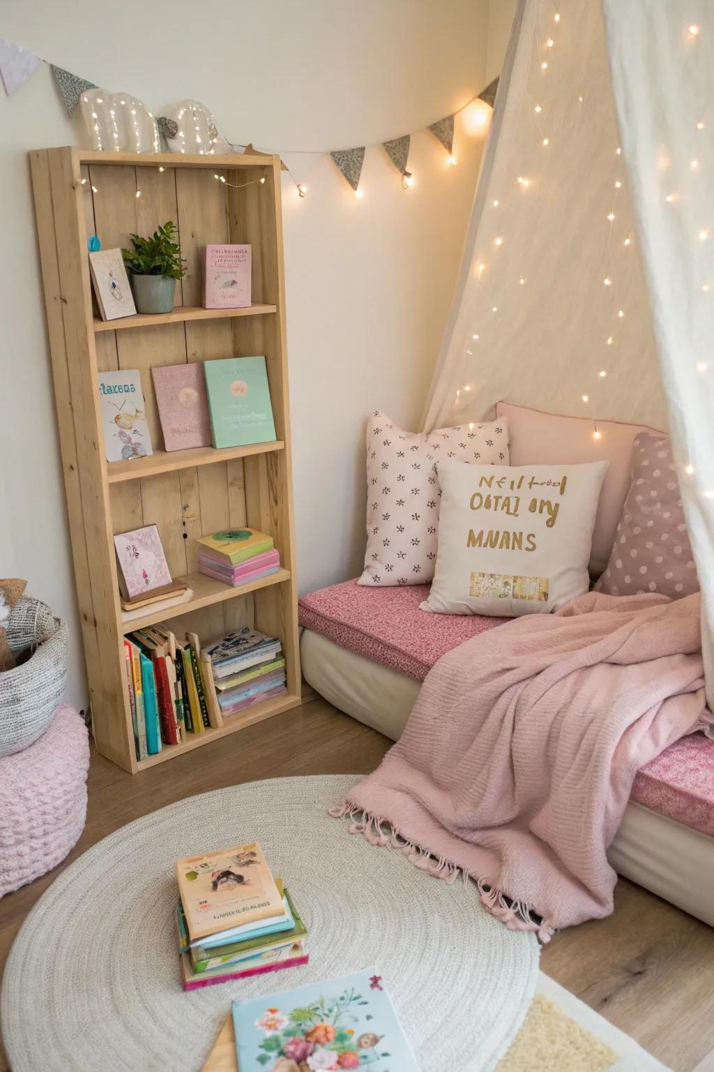 Provide a serene escape with a cozy reading nook that invites little ones to relax and unwind.