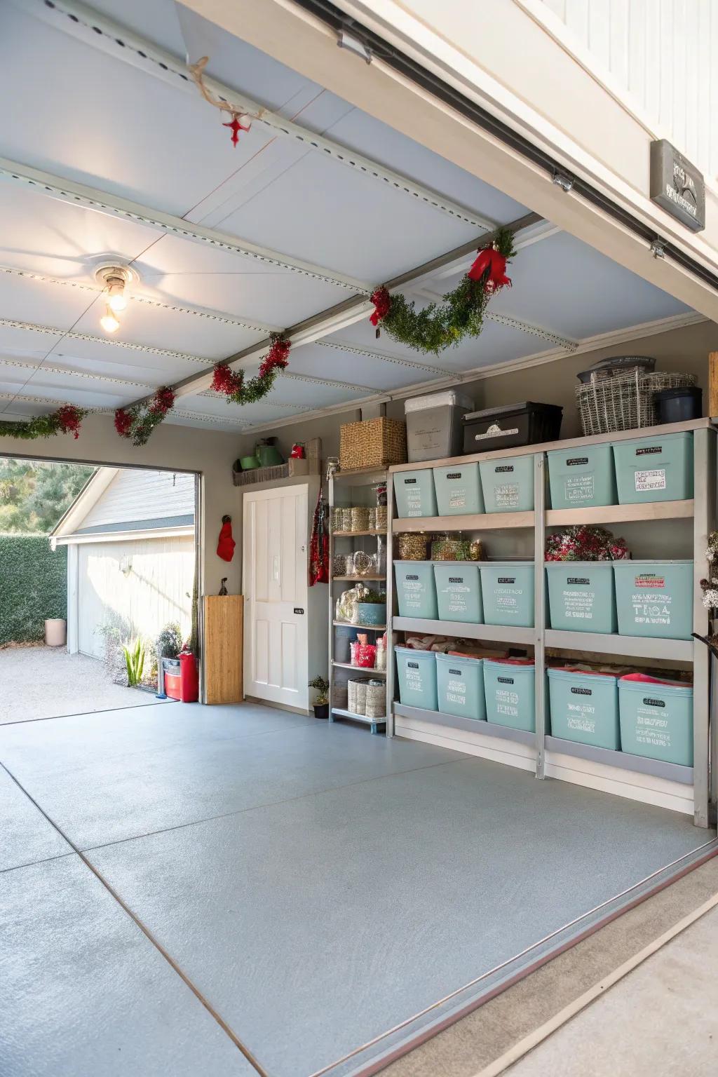 Keep seasonal items neatly stored overhead, freeing up valuable floor space.