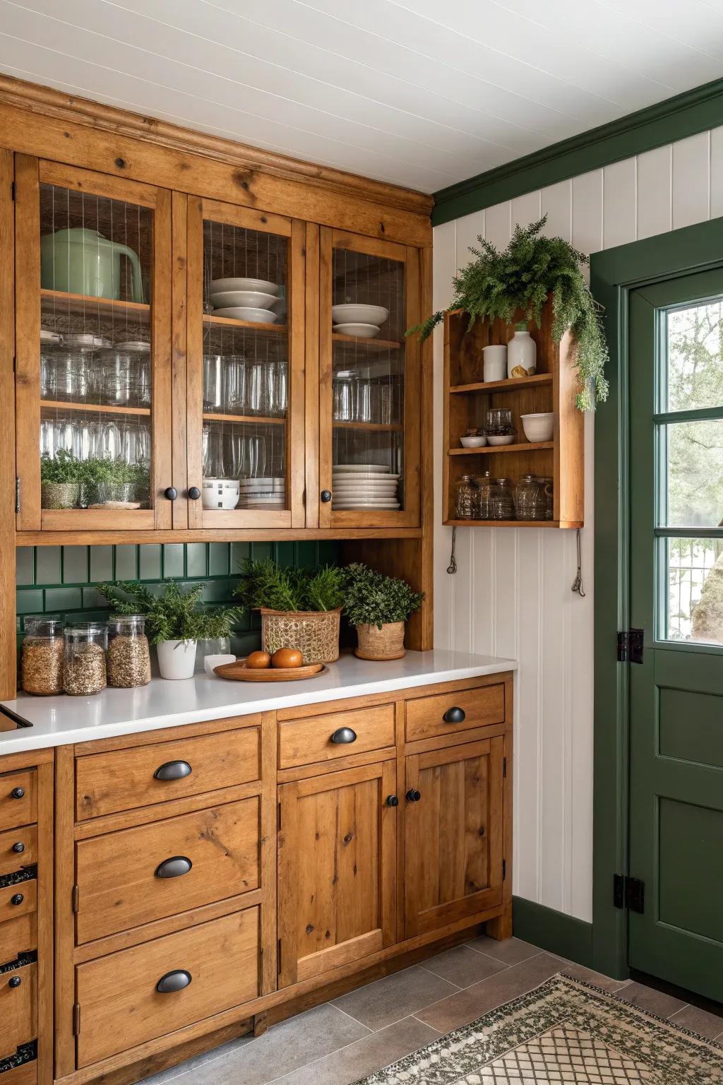 Create a clutter-free kitchen with smart storage solutions in your knotty pine cabinets. #OrganizedKitchen #StorageSolutions