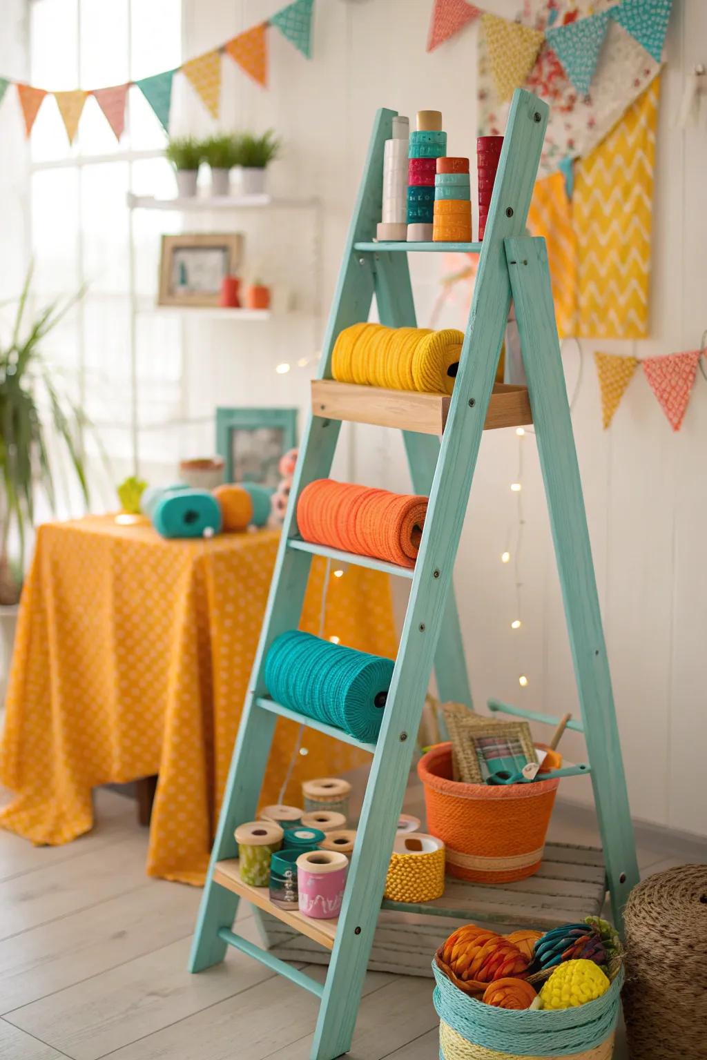 Keep your creative space organized and inspiring with a crafty corner ladder.