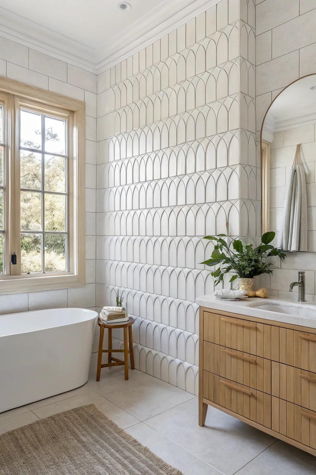 Add a touch of luxury and texture with fluted tiles, creating a sculptural masterpiece. 🌀 #FlutedTiles #TexturedDesign #BathroomElegance