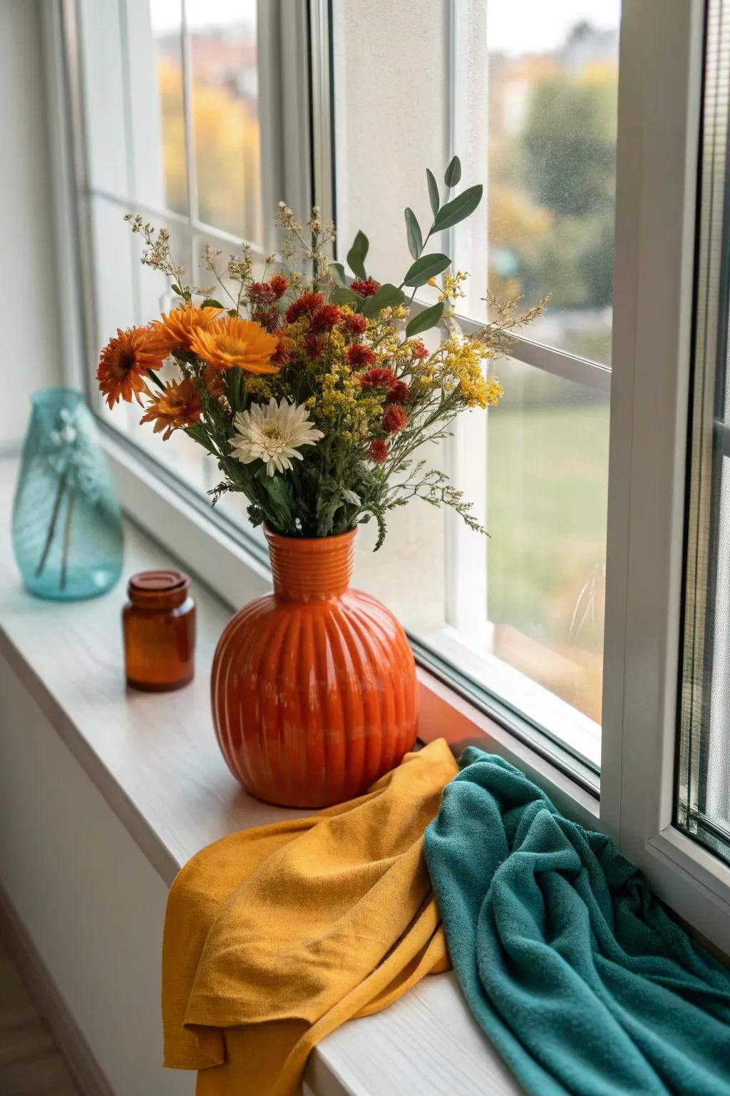Keep your space fresh by changing up window sill decor with the seasons. 🍂 #SeasonalStyle #HomeDecor #RefreshYourSpace
