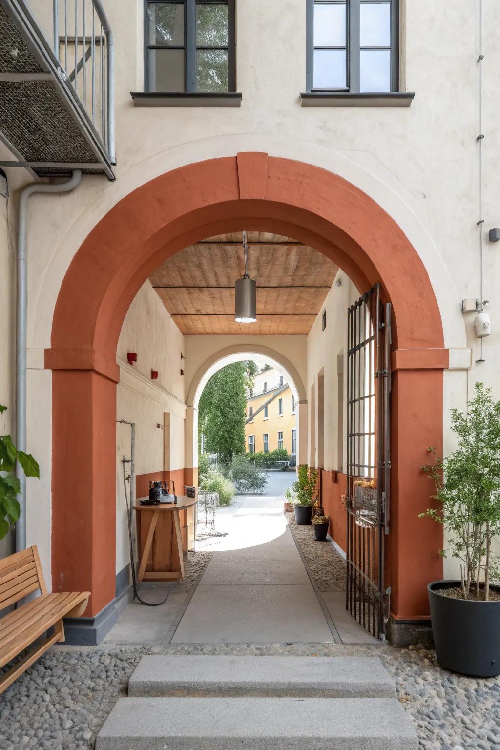 Blend bold painted arches with industrial elements for a striking contrast. 🏙️ #IndustrialChic #BoldDesign