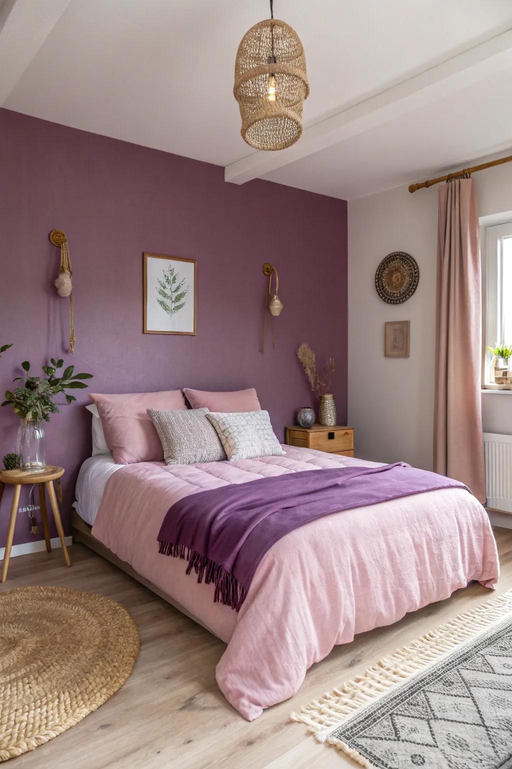 Amethyst and rose gold create a stunning glow that elevates your bedroom. ✨ #AmethystGlow #BedroomStyle