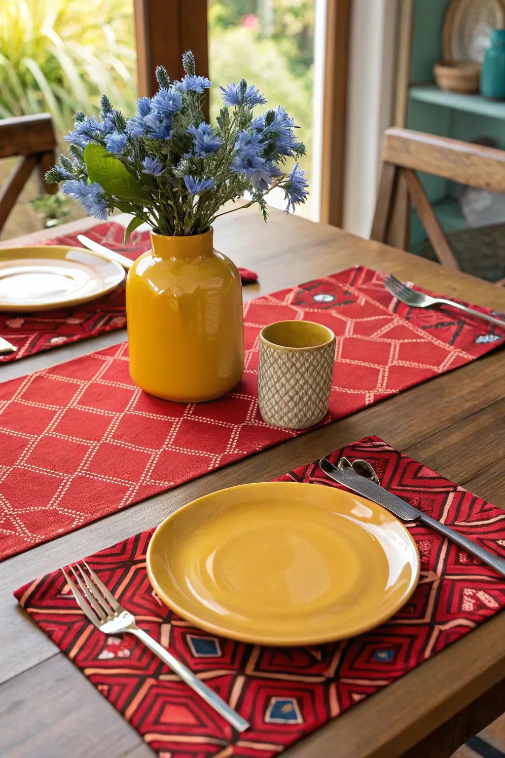 Geometric patterns bring a modern flair to your table, making it feel fresh and dynamic. #GeometricDesign #ModernDining