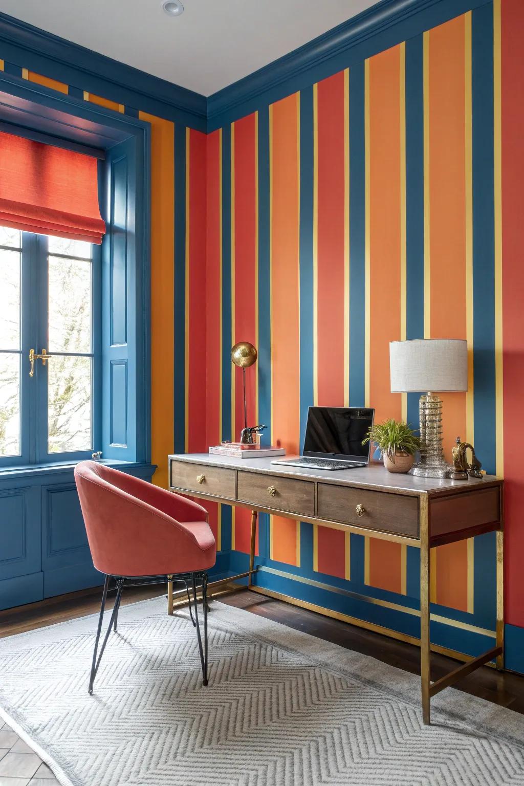 Create an inspiring space with floor-to-ceiling stripes that draw the eye upward.