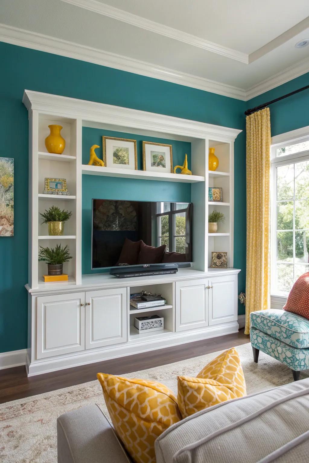 Symmetry in design brings a calming balance to your TV nook.