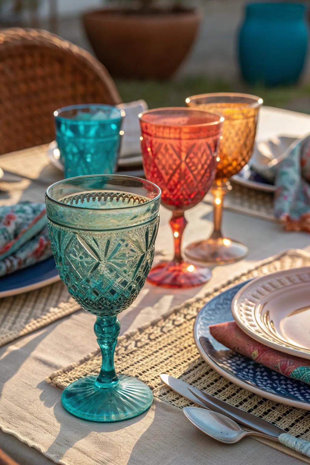 Add elegance to your table with ornate, etched glassware.