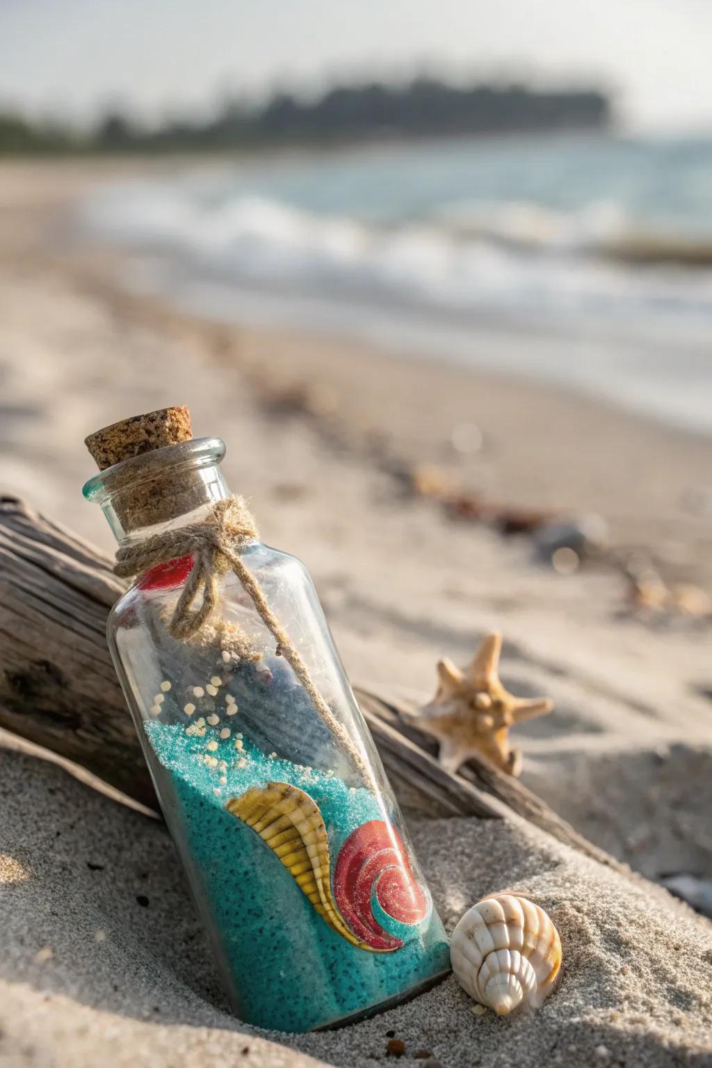 Keep your beach memories alive with sand and shell-filled mini bottles.