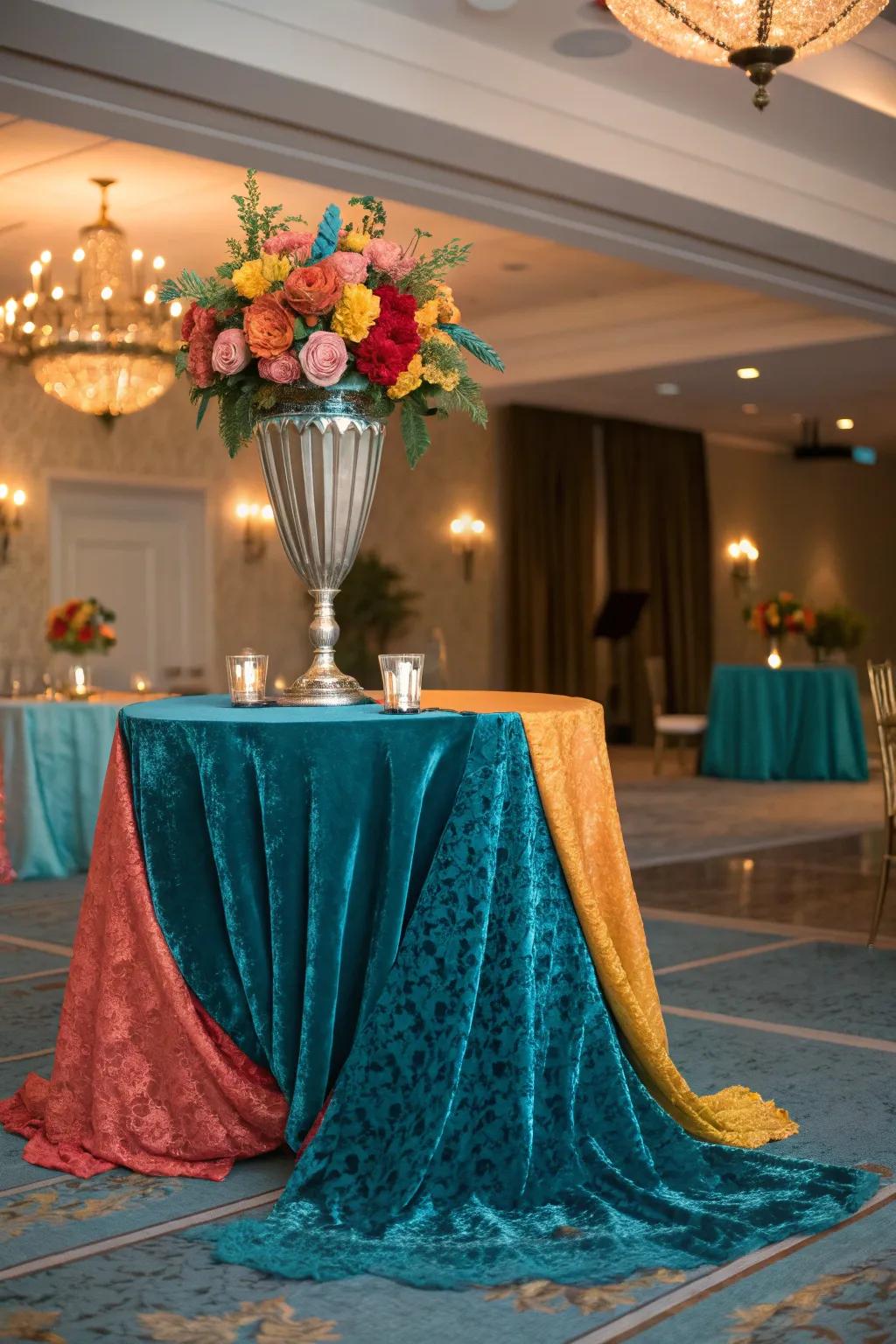 Create depth and interest with a mix of luxurious textures.