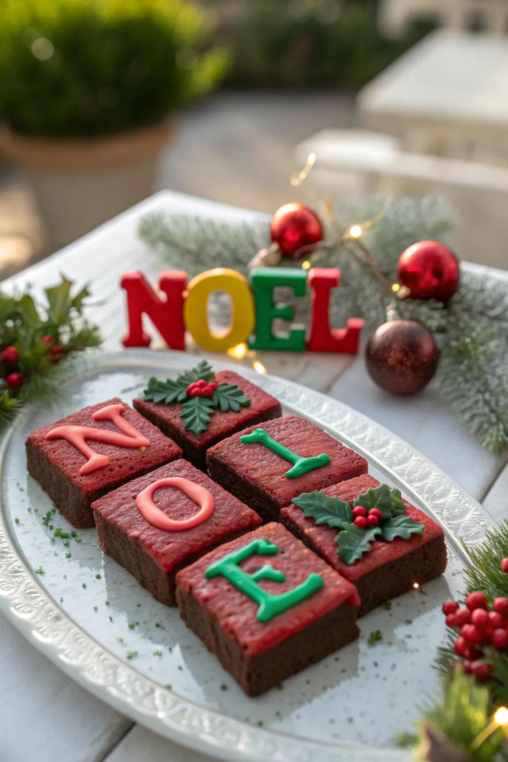Spell out the joy of the season with these creatively decorated letter brownies.