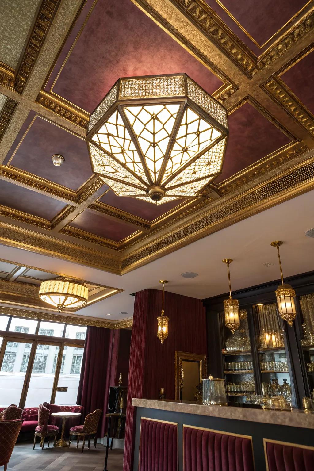 Art deco-inspired lighting adds glamour and elegance, transforming any space.