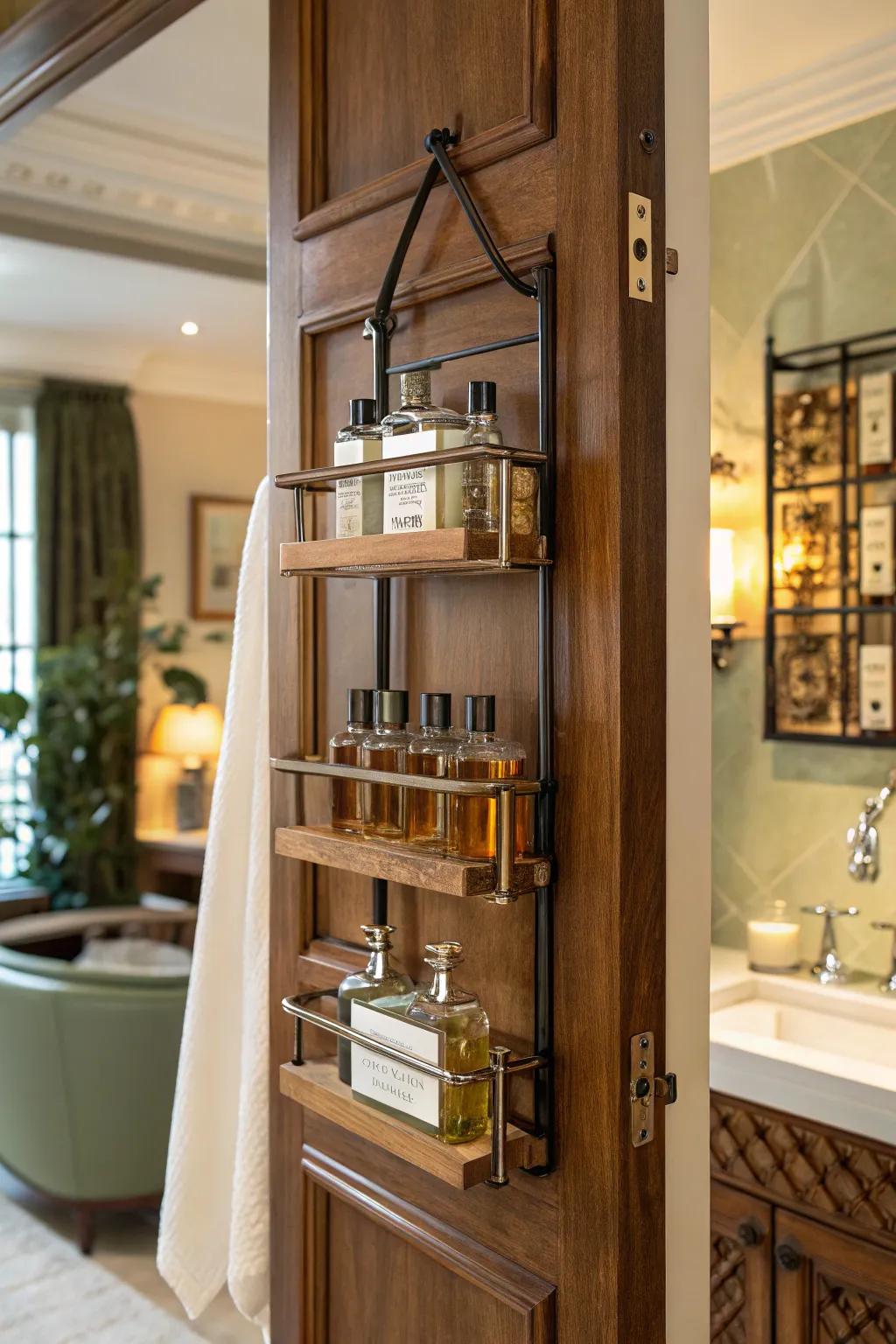 Maximize every inch of your space with over-the-door racks that offer convenient cologne storage.