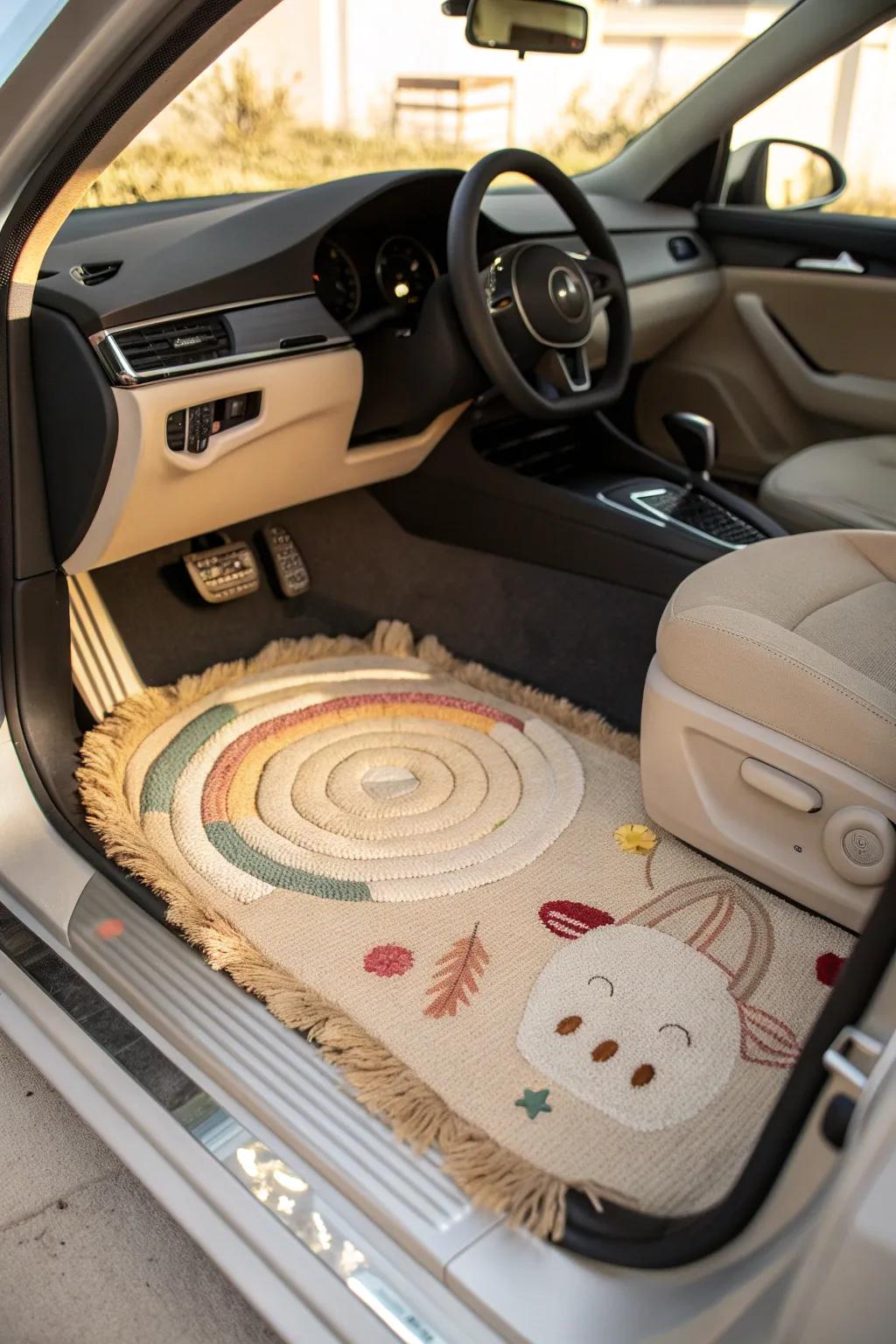 Express your style from the ground up with creative floor mats that add a personal touch to your car.