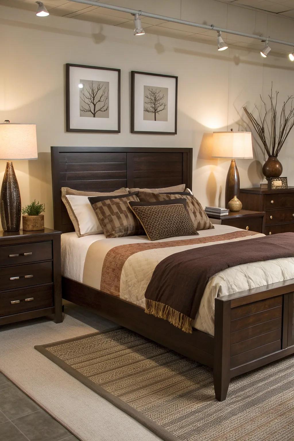 Enhance ambiance with layered lighting that creates a warm glow.