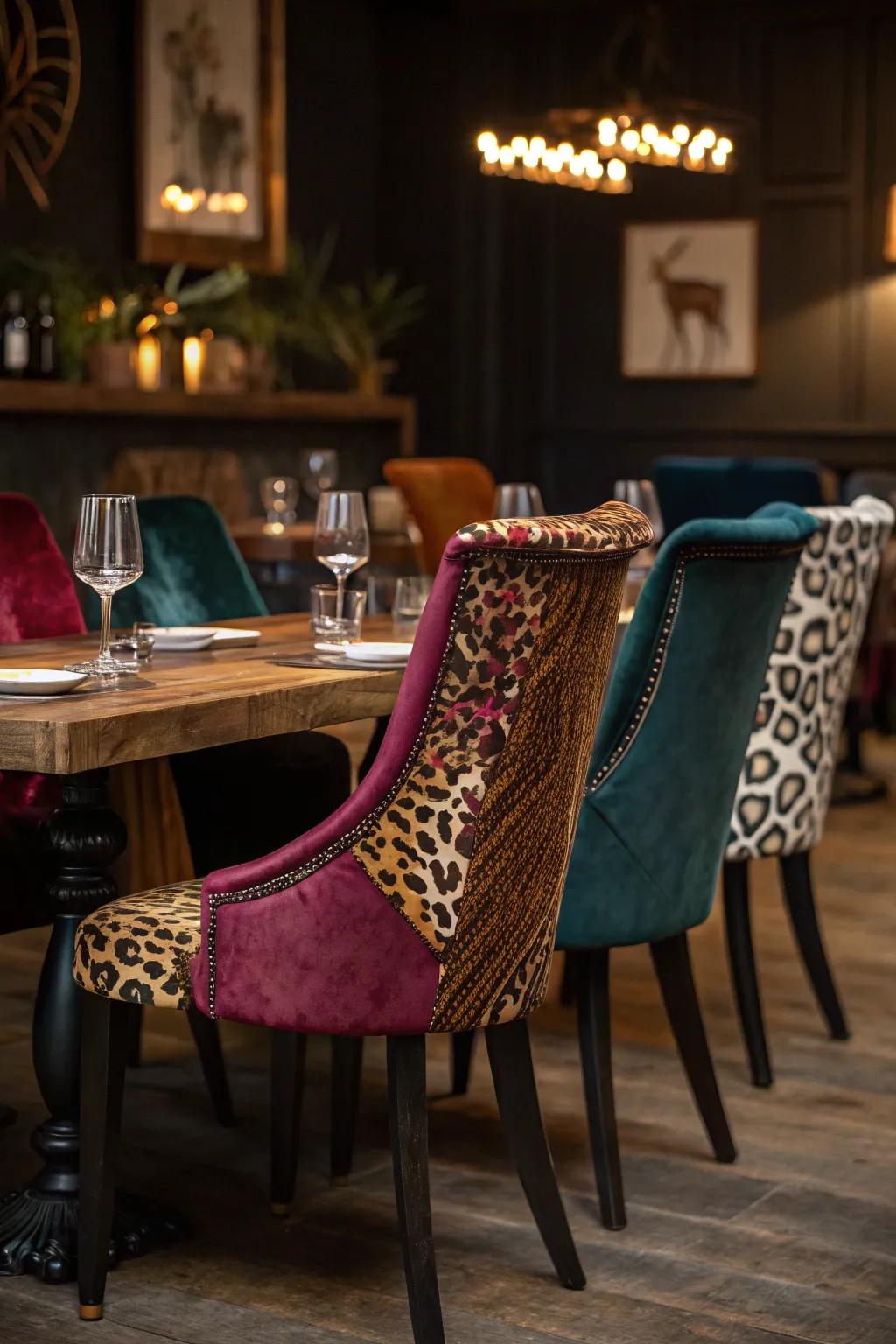 Make a bold statement with playful and daring animal print designs. 🐆 #AnimalPrint #DiningRoomDecor