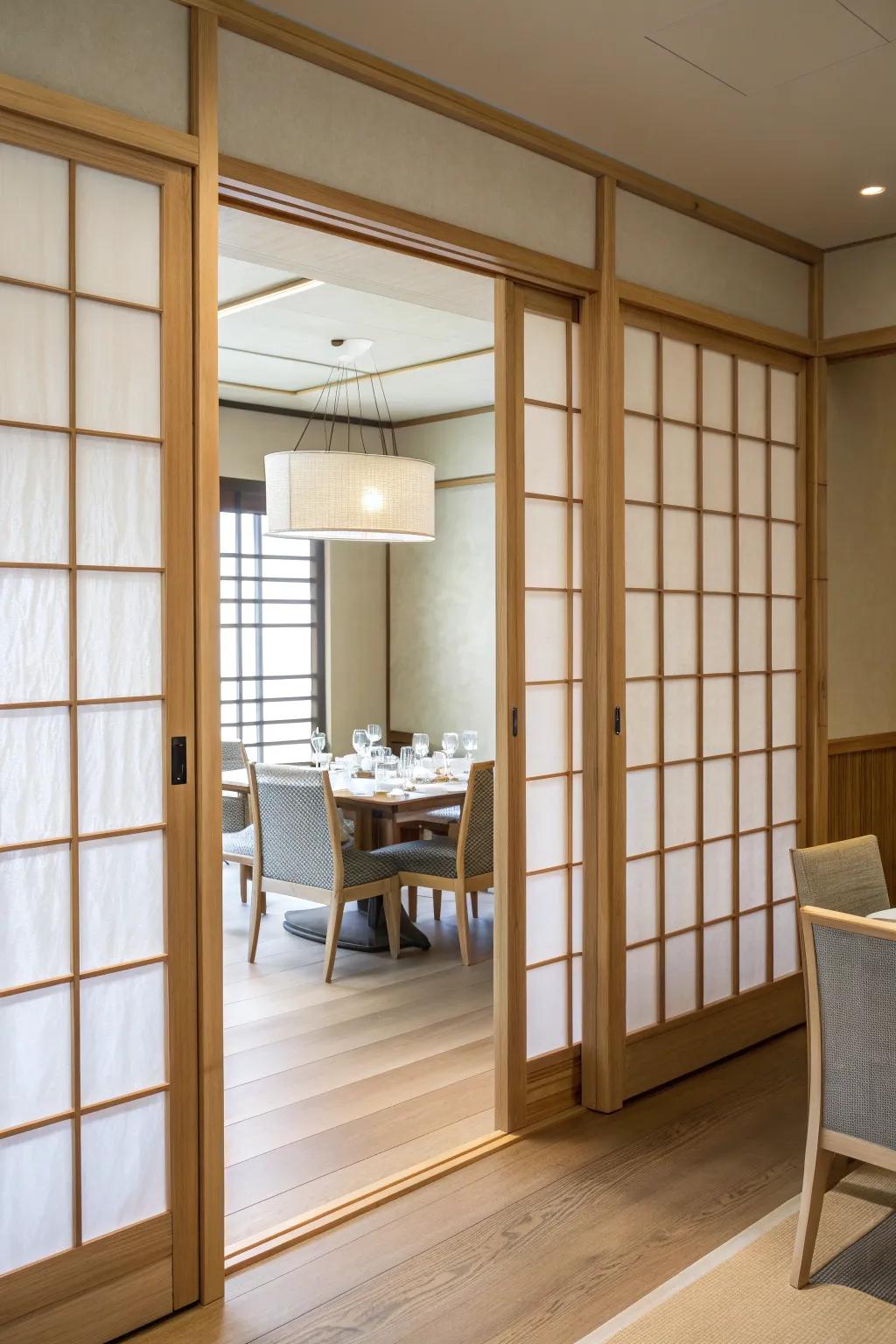 Infuse tranquility with Shoji doors that offer a touch of minimalism.