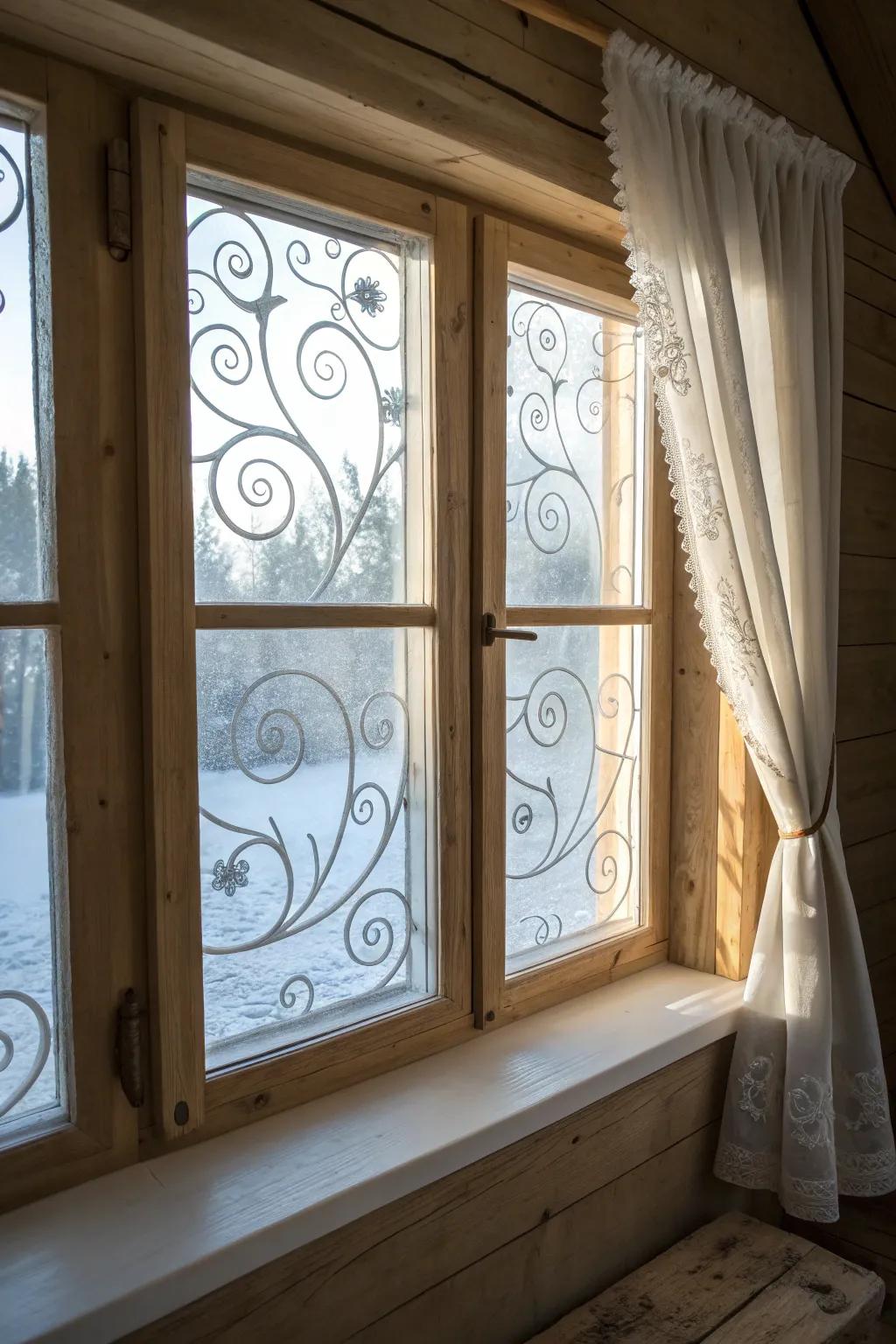Let your windows whisper winter tales with frosted designs that bring cozy vibes.