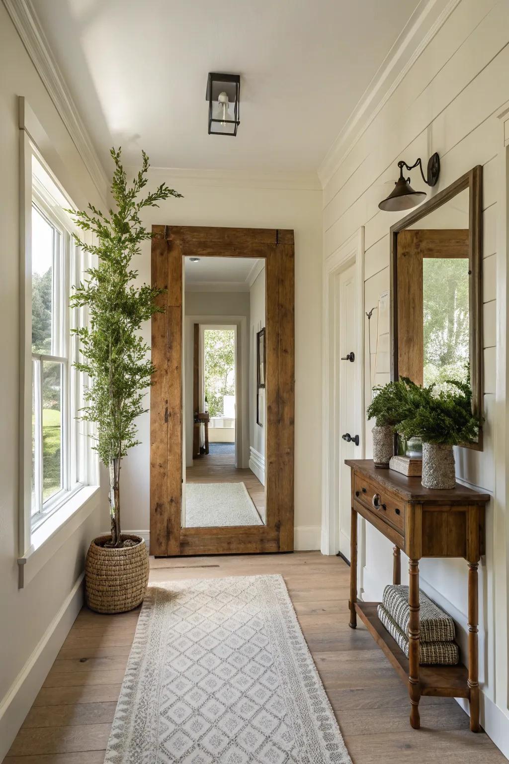 Eco-friendly reclaimed wood mirrors bring character and sustainability. 🌿 #EcoDesign