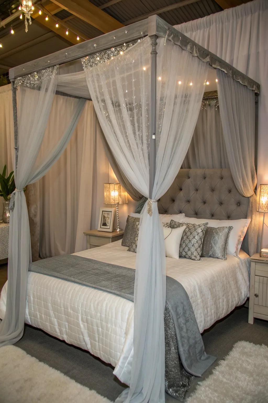 A canopy bed adds a touch of luxury and intimacy to your bedroom retreat.