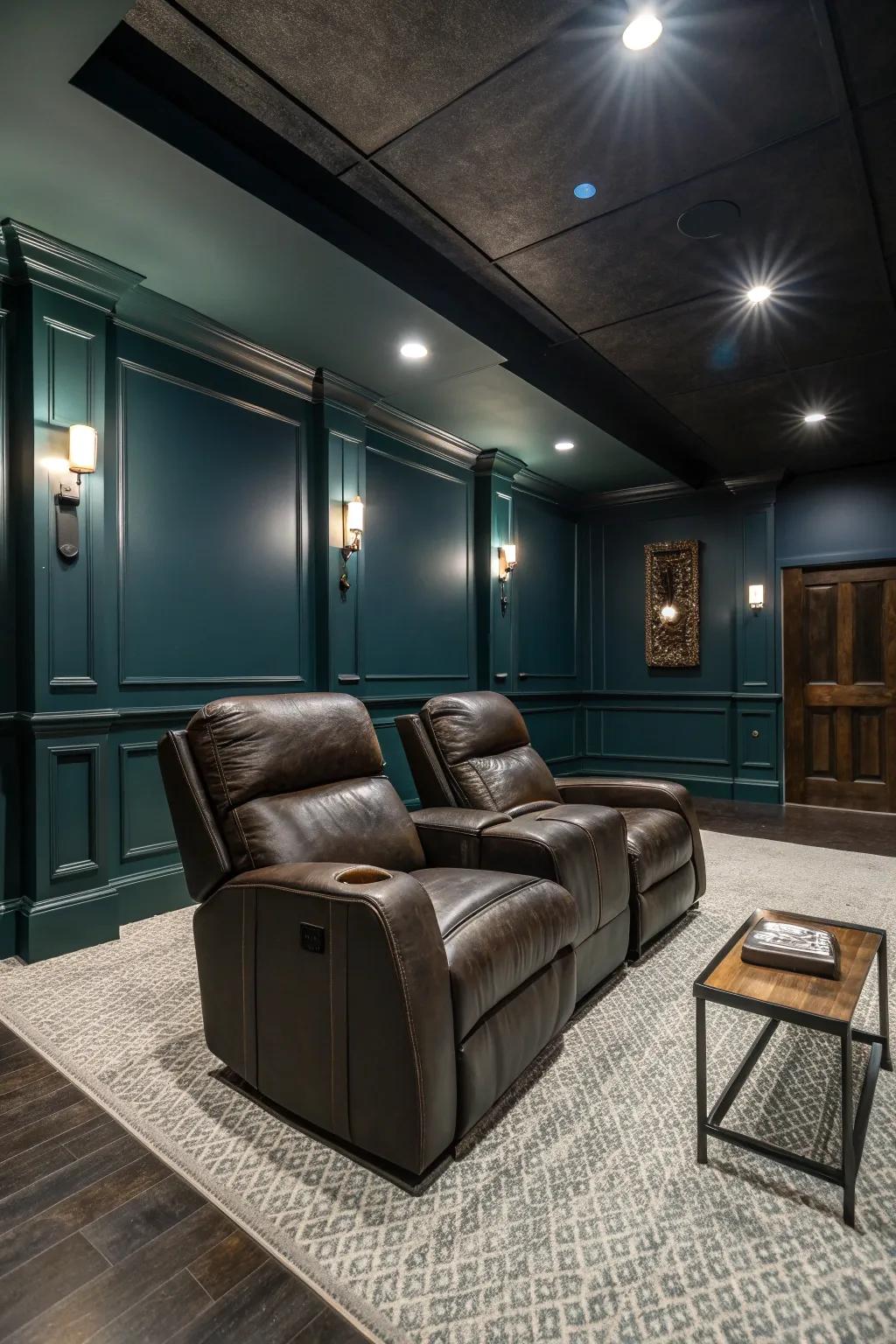 Set the tone with colors that evoke luxury and comfort. 🎨 #ColorInspiration #TheaterDesign