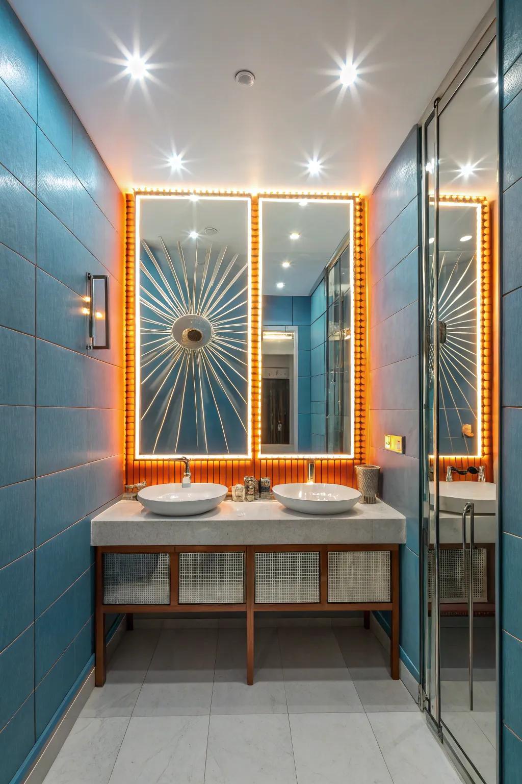 Double the light and space with mirrored LED panels that add elegance and functionality.