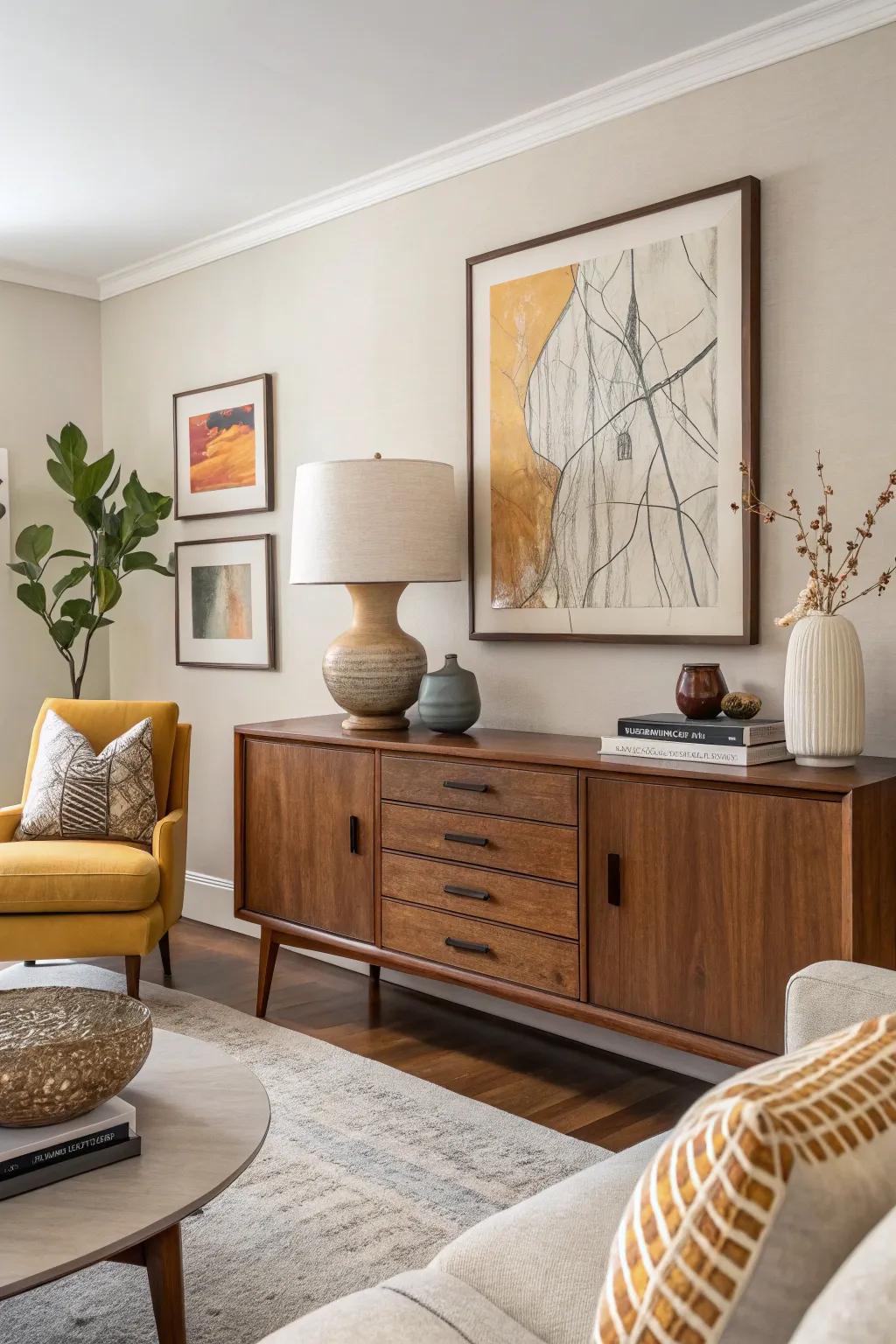 Enhance your art with accent lighting for a dramatic and focused display.