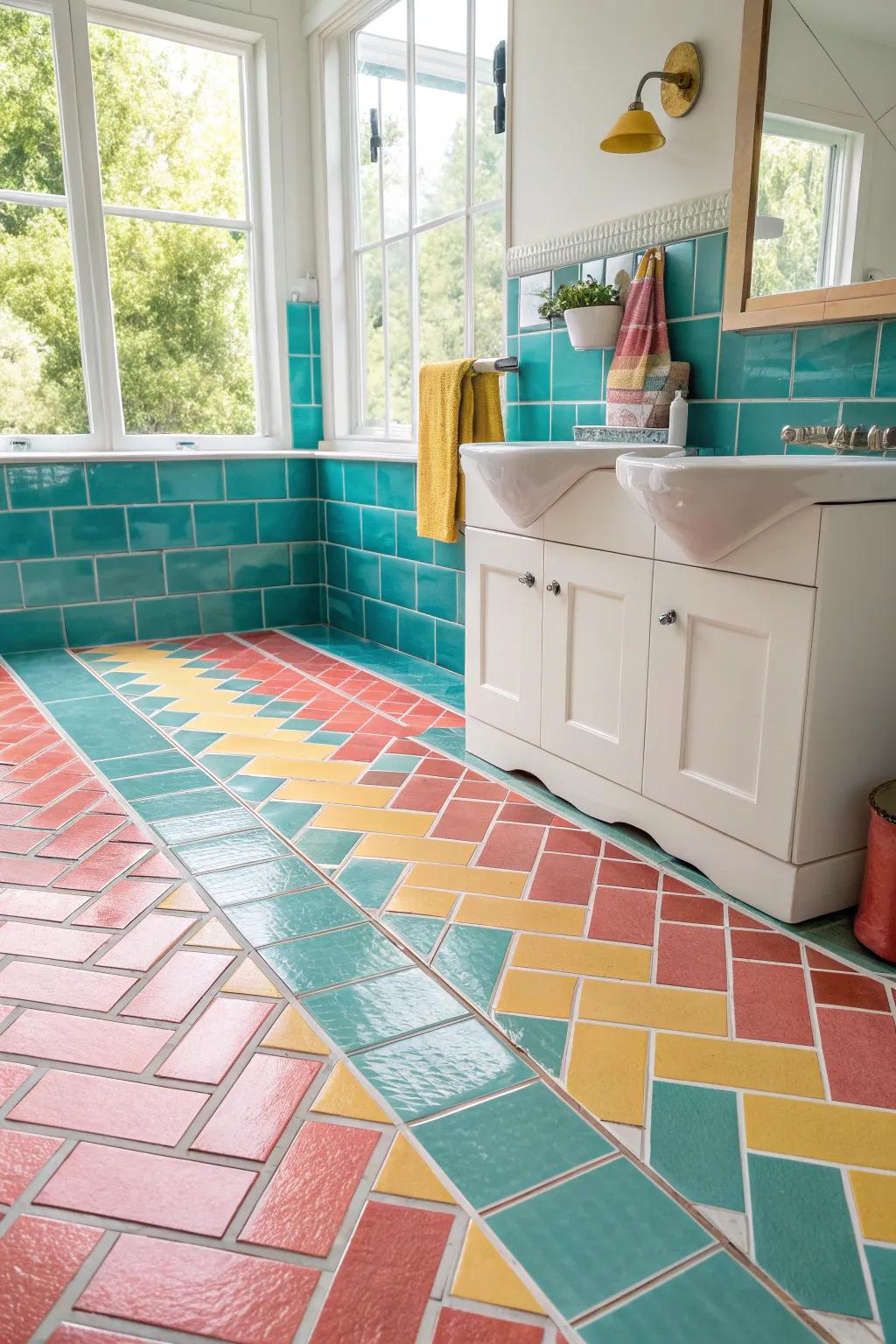 Explore the possibilities of mixed tile sizes for a textured, multi-dimensional bathroom.