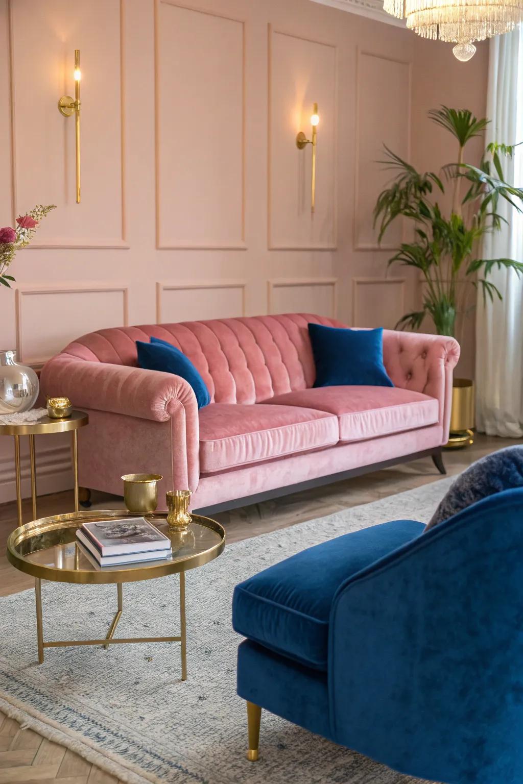 Velvet adds a touch of luxury and sophistication to your living room. #VelvetVibes #SophisticatedStyle