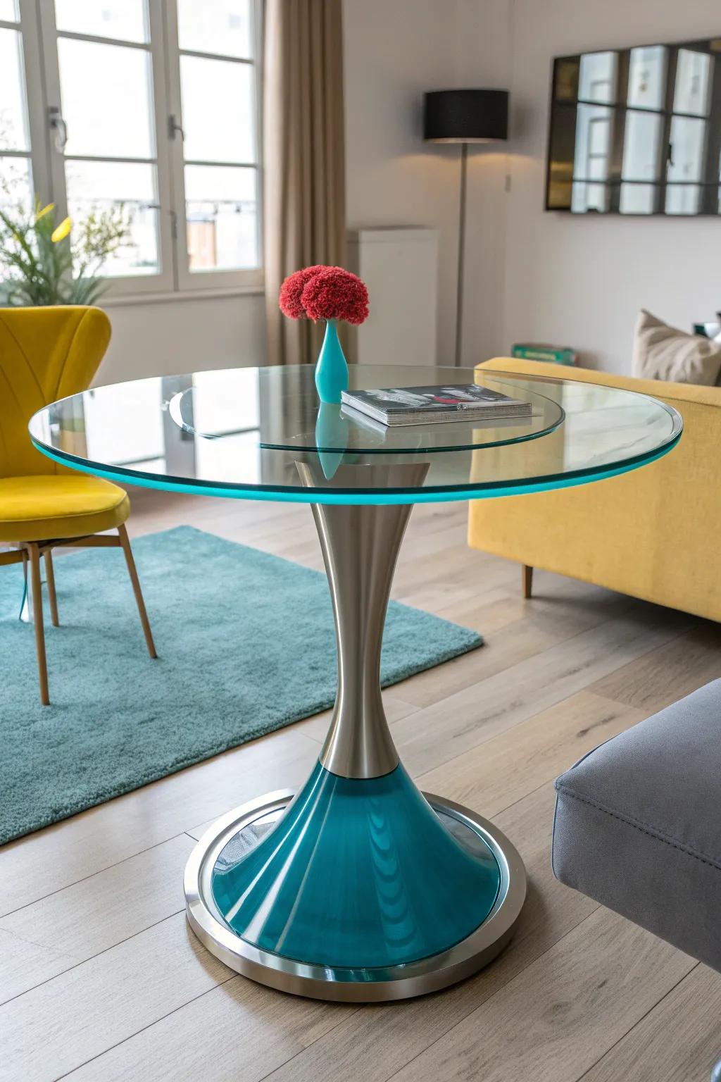 Create a sense of wonder with a floating illusion base that's both sleek and stylish.