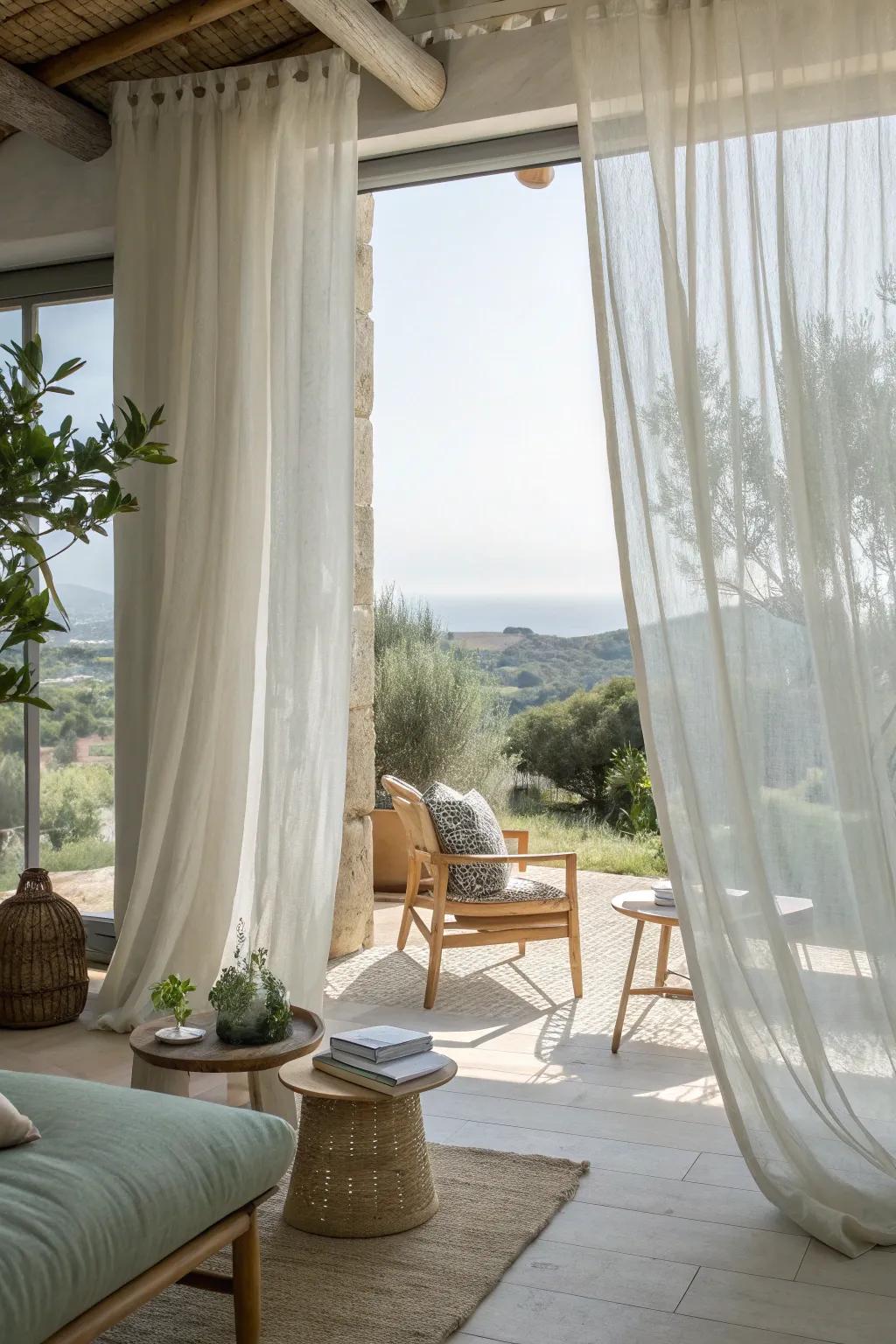 Frame your stunning views with sheer curtains that enhance, not obstruct, your outdoor scenery.